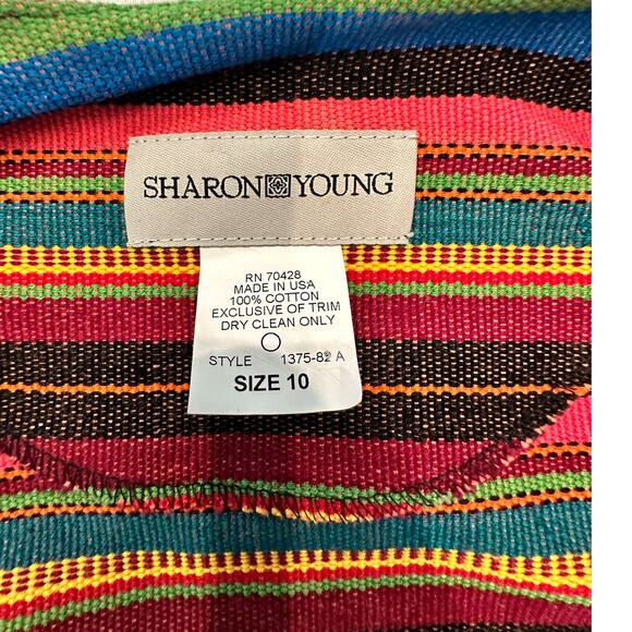 Sharon Young Multicolor Stripe & Beaded Cropped Jacket Size 10 Excellent - Picture 7 of 9